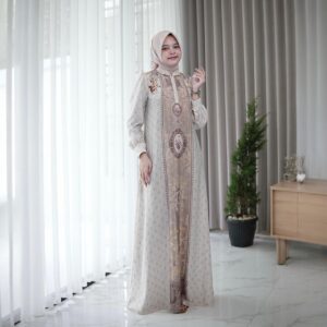 Neisya Dress Kinara Luxe | Gaun Motif Mewah dan Elegant untuk Muslim Dewasa