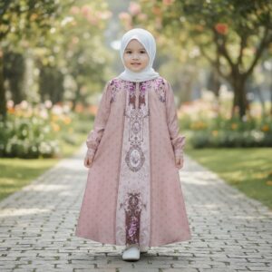 Neisya Dress Kinara Luxe | Gaun Motif Mewah dan Elegan untuk Muslim Anak